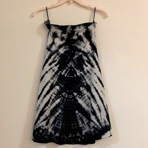 NWOT Express dark blue tie dye strapless dress
